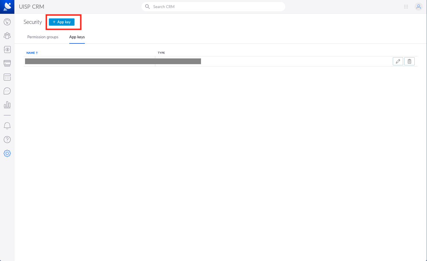 Create new App Key button