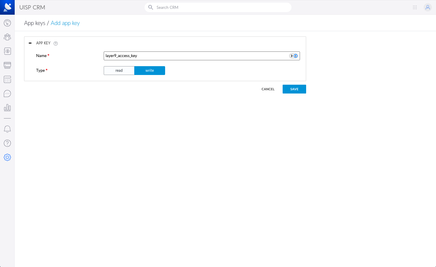 App Key configuration with Write type